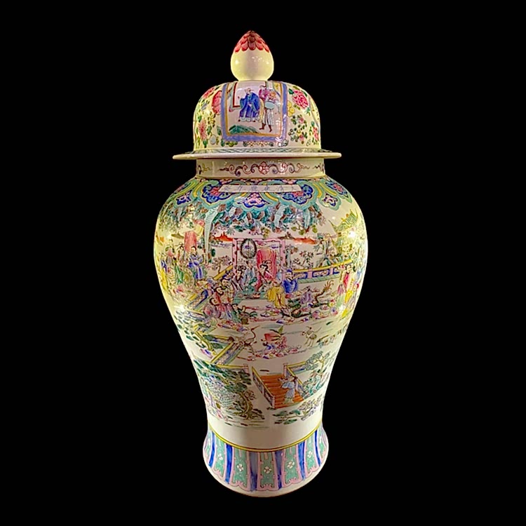 19.yy Çin Qing Hanedanlığı Dönemi Porselen Küp