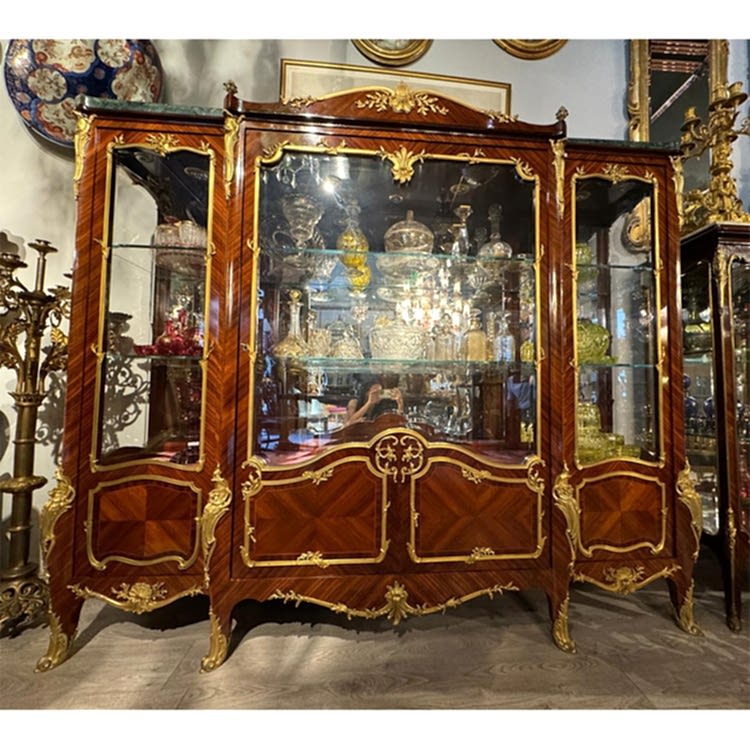 19.yy Fransız Bronzlu Büyük Teşhir Vitrini