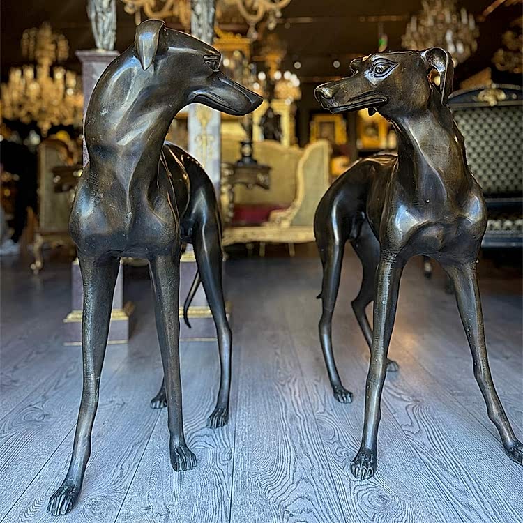 Çift Bronz Köpek Heykel