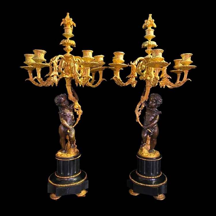 Eroslu Bronz Çift Fransız Çift Şamdan