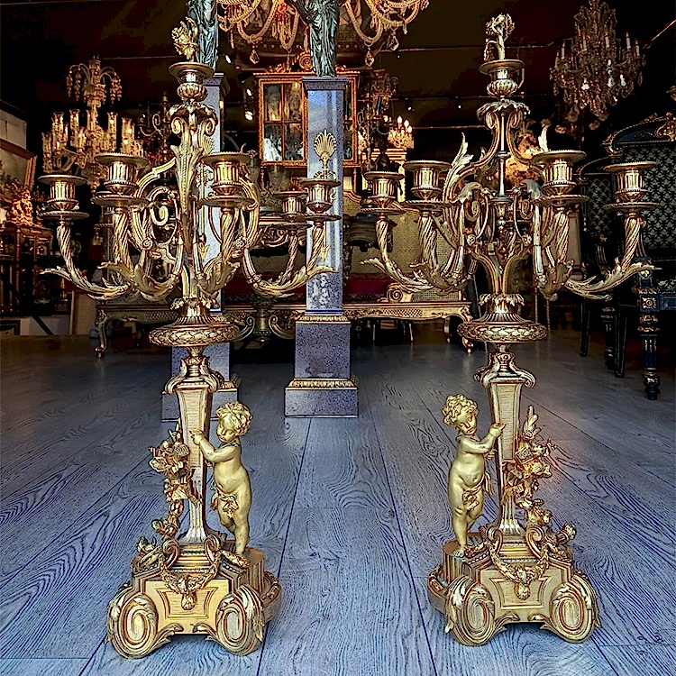 Eroslu Bronz Çift Fransız Şamdan