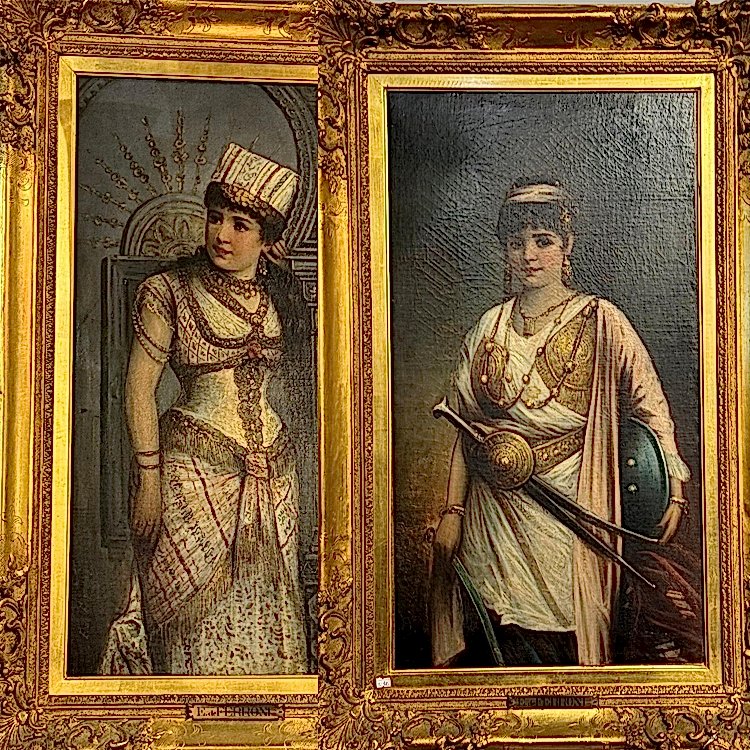 Ferroni İmzalı Oryalist Çift Kadın Tablosu