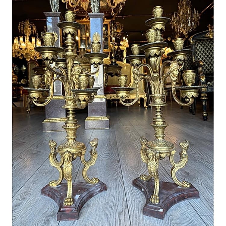 Fransız Çift Bronz Şamdan